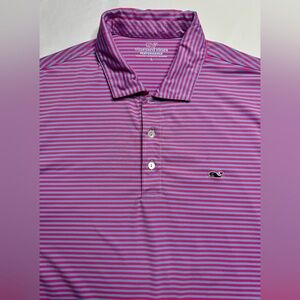 Vineyard Vines Performance Polo Pink & Blue Stripes Mens Large